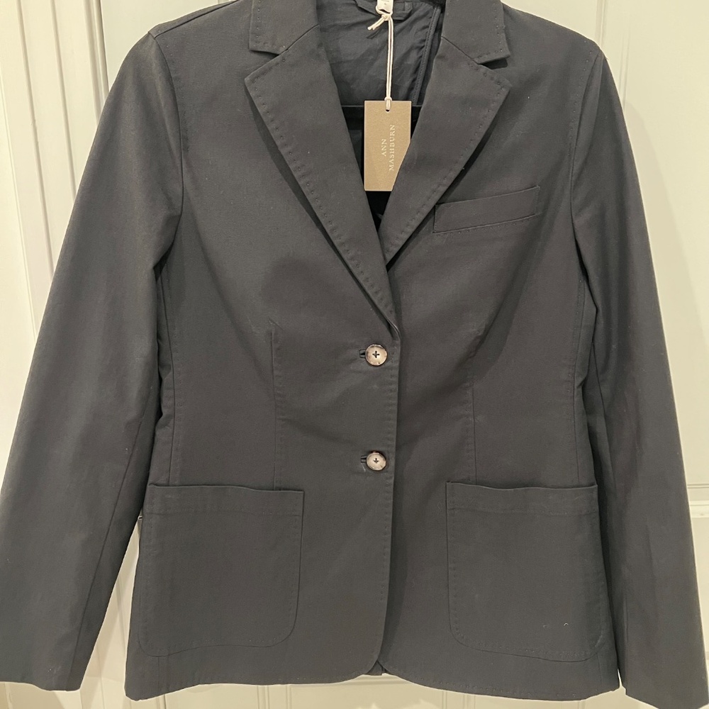 NWT ANN MASHBURN SARAH STRETCH CANVAS JACKET, Black Sz 6 - Picture 2 of 15